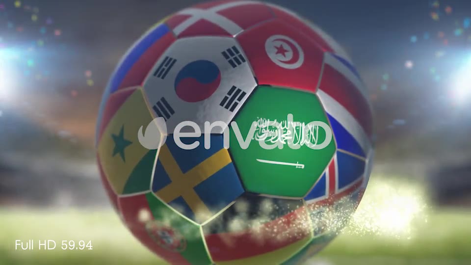 Saudi Arabia Flag on a Soccer Ball Football Fly with Particles Videohive 21862215 Motion Graphics Image 2