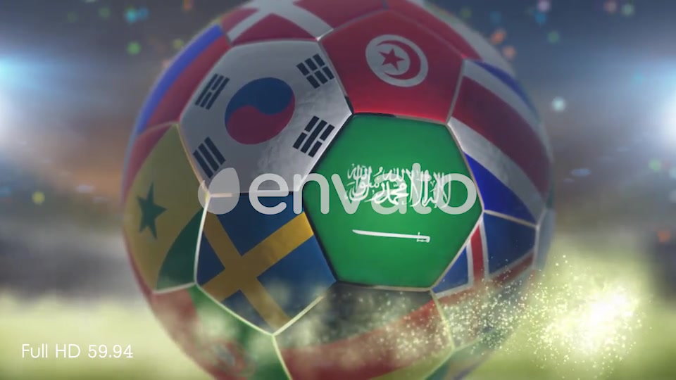 Saudi Arabia Flag on a Soccer Ball Football Fly with Particles Videohive 21862215 Motion Graphics Image 3