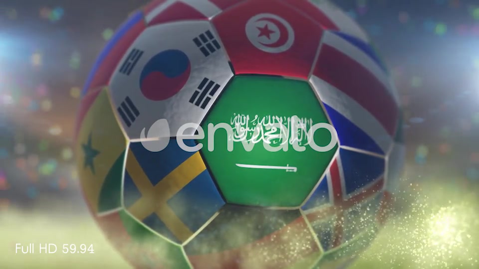 Saudi Arabia Flag on a Soccer Ball Football Fly with Particles Videohive 21862215 Motion Graphics Image 4