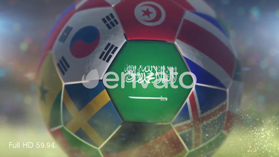 Saudi Arabia Flag on a Soccer Ball Football Fly with Particles Videohive 21862215 Motion Graphics Image 5