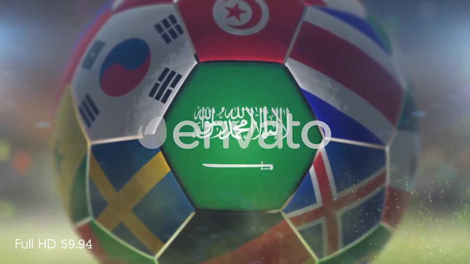 Saudi Arabia Flag on a Soccer Ball Football Fly with Particles Videohive 21862215 Motion Graphics Image 6
