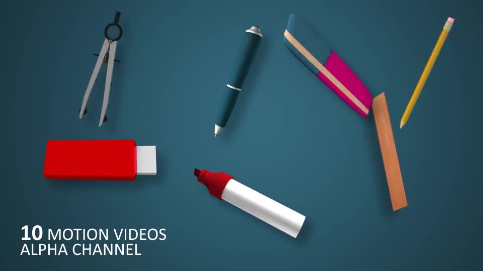 School Stationary Items (11 Pack) Videohive 9348895 Motion Graphics Image 1