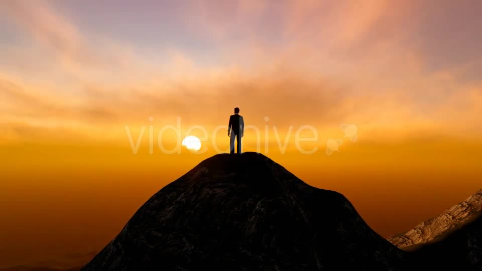 Silhouette Businessman on top of Mountain Videohive 19571134 Motion Graphics Image 1
