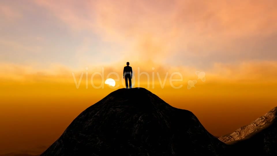 Silhouette Businessman on top of Mountain Videohive 19571134 Motion Graphics Image 2