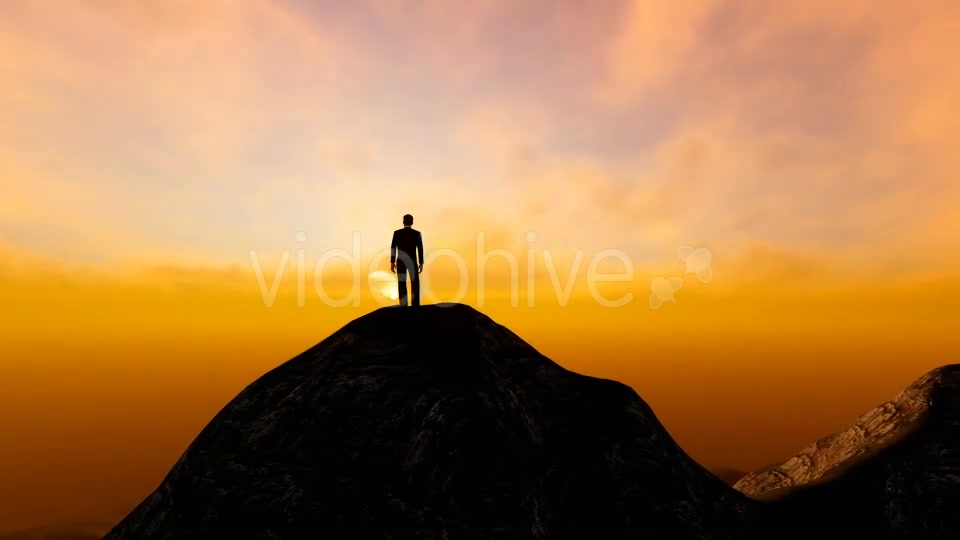 Silhouette Businessman on top of Mountain Videohive 19571134 Motion Graphics Image 3