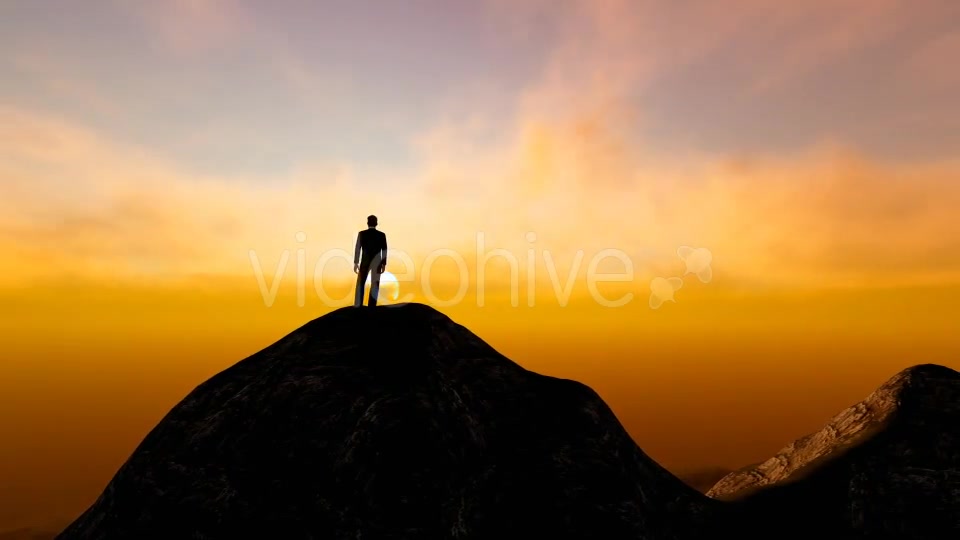 Silhouette Businessman on top of Mountain Videohive 19571134 Motion Graphics Image 4