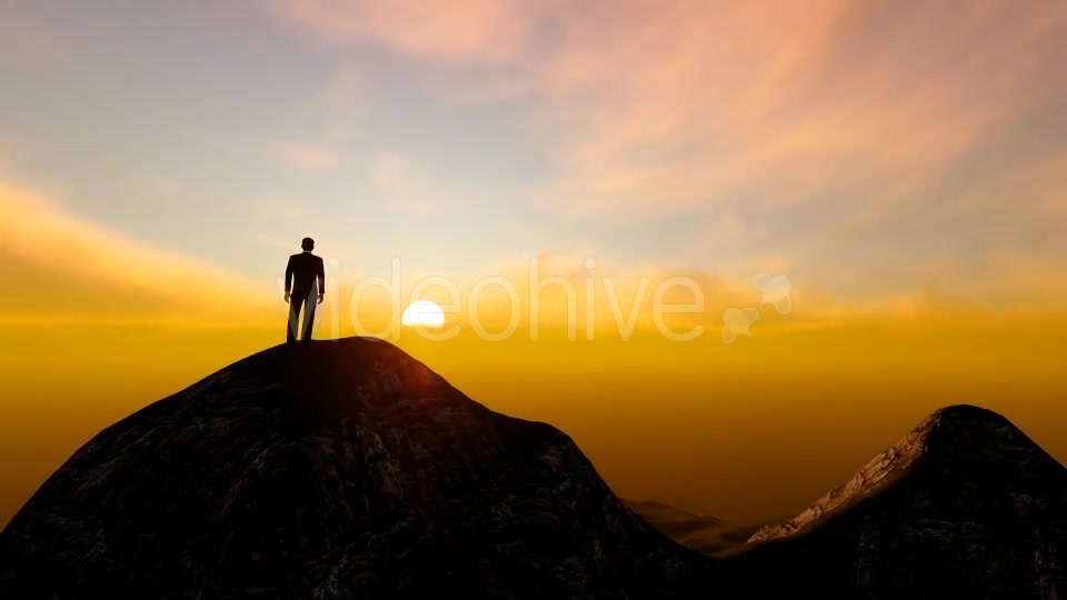 Silhouette Businessman on top of Mountain Videohive 19571134 Motion Graphics Image 6