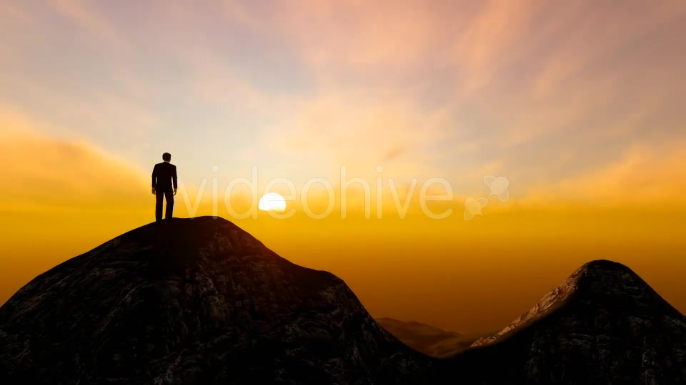 Silhouette Businessman on top of Mountain Videohive 19571134 Motion Graphics Image 7