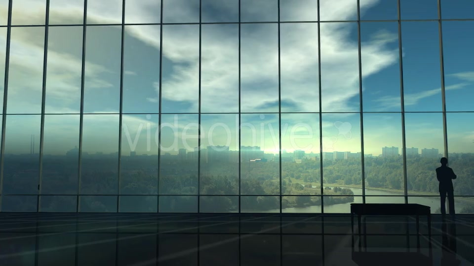 Silhouette Of A Businessman Against The Huge Office Window Videohive 20833522 Motion Graphics Image 3