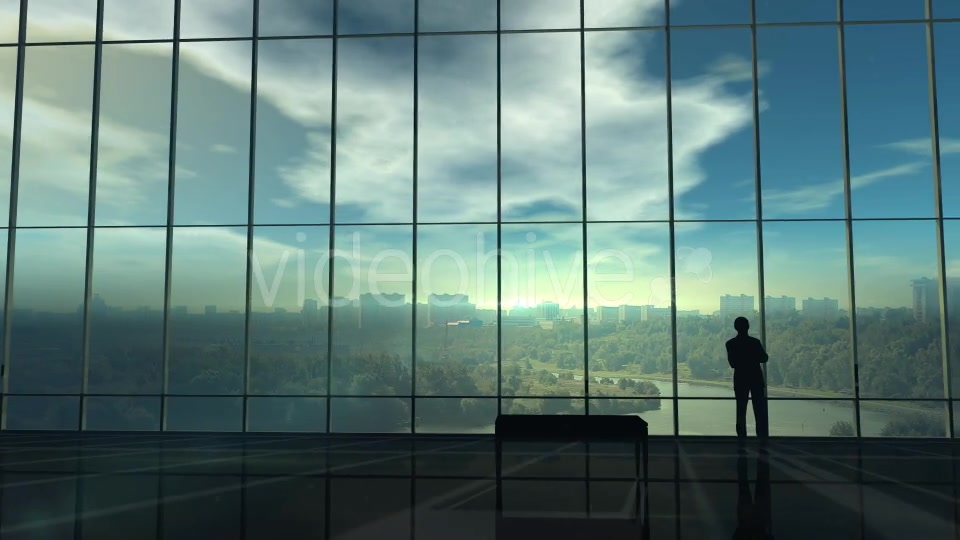 Silhouette Of A Businessman Against The Huge Office Window Videohive 20833522 Motion Graphics Image 5