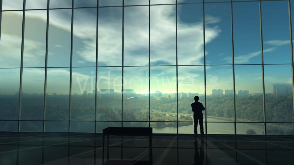 Silhouette Of A Businessman Against The Huge Office Window Videohive 20833522 Motion Graphics Image 7