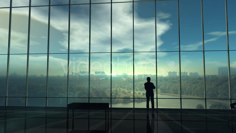 Silhouette Of A Businessman Against The Huge Office Window Videohive 20833522 Motion Graphics Image 8
