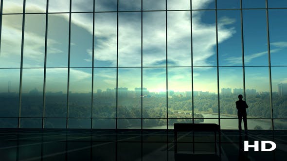 Silhouette Of A Businessman Against The Huge Office Window - Videohive 20833522 Download