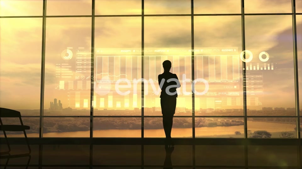 Silhouette Of Business Woman And Stock Exchange Infographics HD Videohive 22811595 Motion Graphics Image 3