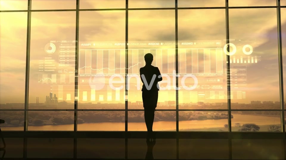 Silhouette Of Business Woman And Stock Exchange Infographics HD Videohive 22811595 Motion Graphics Image 4