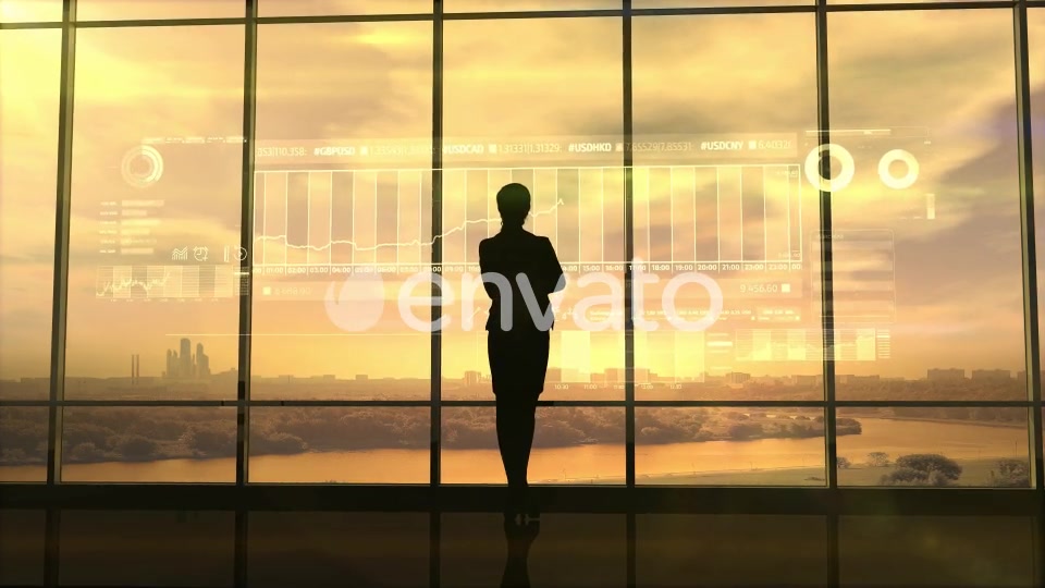 Silhouette Of Business Woman And Stock Exchange Infographics HD Videohive 22811595 Motion Graphics Image 5