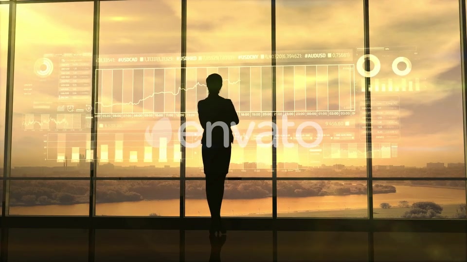 Silhouette Of Business Woman And Stock Exchange Infographics HD Videohive 22811595 Motion Graphics Image 7