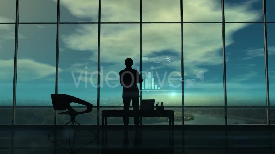 Silhouette Of The Man In The Office And Corporate Infographics Videohive 20833250 Motion Graphics Image 1
