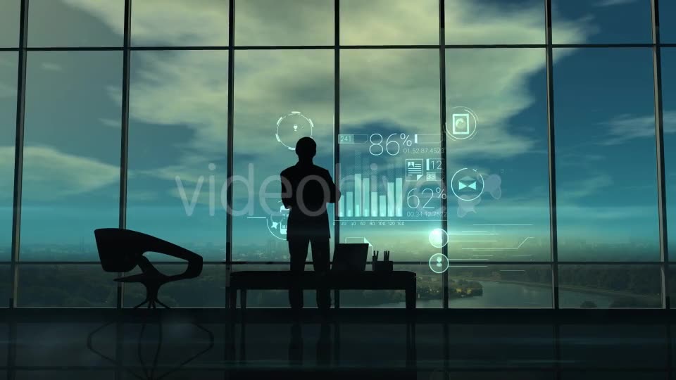 Silhouette Of The Man In The Office And Corporate Infographics Videohive 20833250 Motion Graphics Image 2