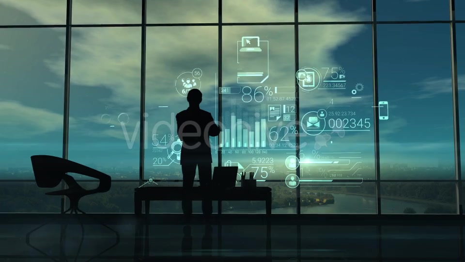 Silhouette Of The Man In The Office And Corporate Infographics Videohive 20833250 Motion Graphics Image 3