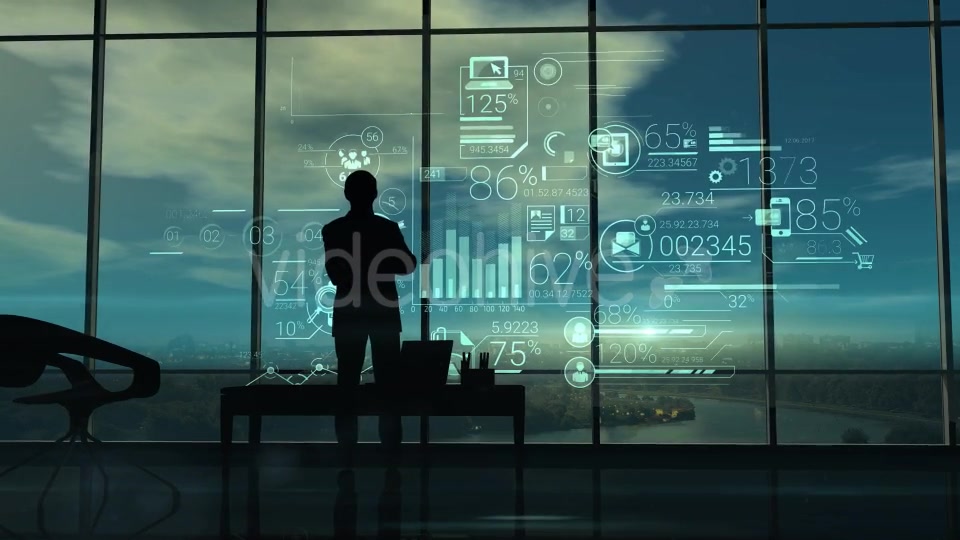 Silhouette Of The Man In The Office And Corporate Infographics Videohive 20833250 Motion Graphics Image 4