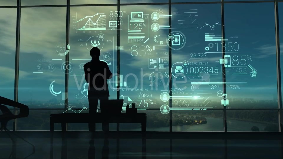 Silhouette Of The Man In The Office And Corporate Infographics Videohive 20833250 Motion Graphics Image 5