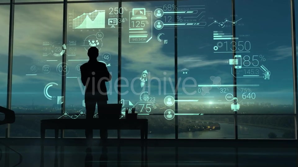 Silhouette Of The Man In The Office And Corporate Infographics Videohive 20833250 Motion Graphics Image 6