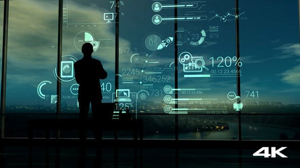 Silhouette Of The Man In The Office And Corporate Infographics - Videohive Download 20833250