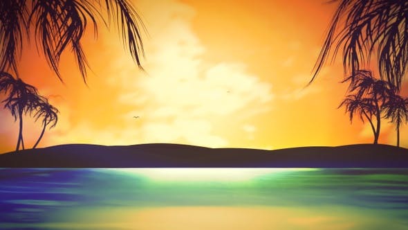 Silhouette of Tropical Island at Sunset - Download 22514043 Videohive