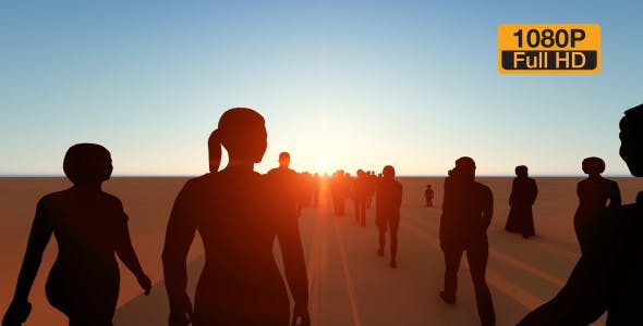 Silhouette people walking in the desert - 19781349 Videohive Download