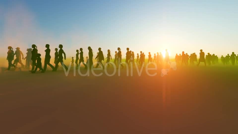Silhouette people walking in the desert Videohive 19788646 Motion Graphics Image 1