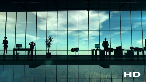 Silhouettes Of Office Employees On Different Floors - 20546156 Videohive Download