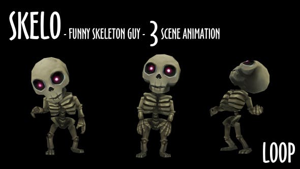 Skelo Funny Skeleton Character 3 Scene Pack - 18295482 Videohive Download