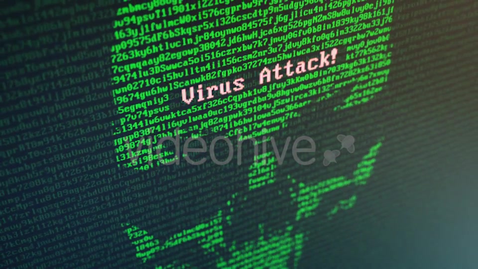 Skull Virus Attack with Random Letters and Numbers on a Computer Screen Videohive 20830059 Motion Graphics Image 6