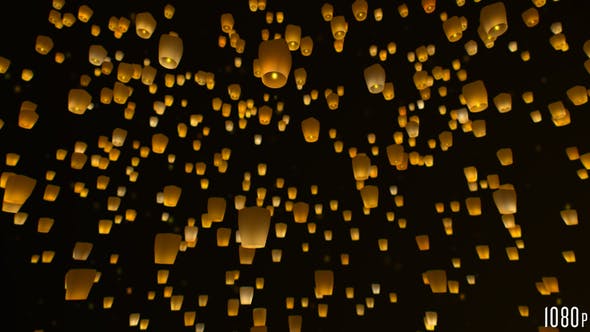 Sky Lanterns Flying at Night - 23519003 Download Videohive