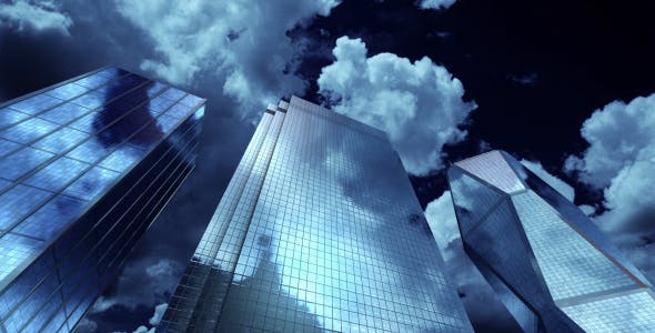Skyscrapers at Night. Sky and Clouds Background - 13357785 Videohive Download