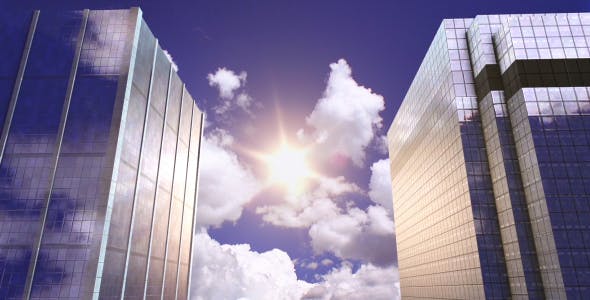 Skyscrapers, Evening Sun, Sky and Clouds - Download 13265057 Videohive