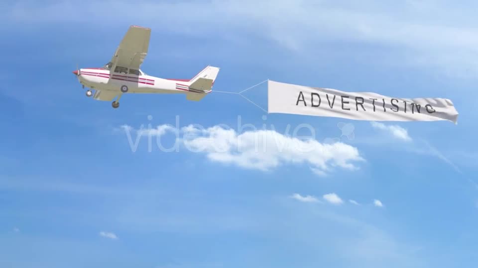 Small Propeller Airplane Towing Banner with ADVERTISING Caption in the Sky Videohive 20199418 Motion Graphics Image 1