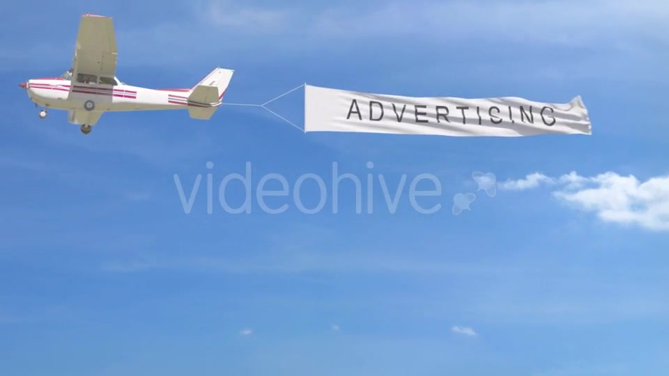 Small Propeller Airplane Towing Banner with ADVERTISING Caption in the Sky Videohive 20199418 Motion Graphics Image 4