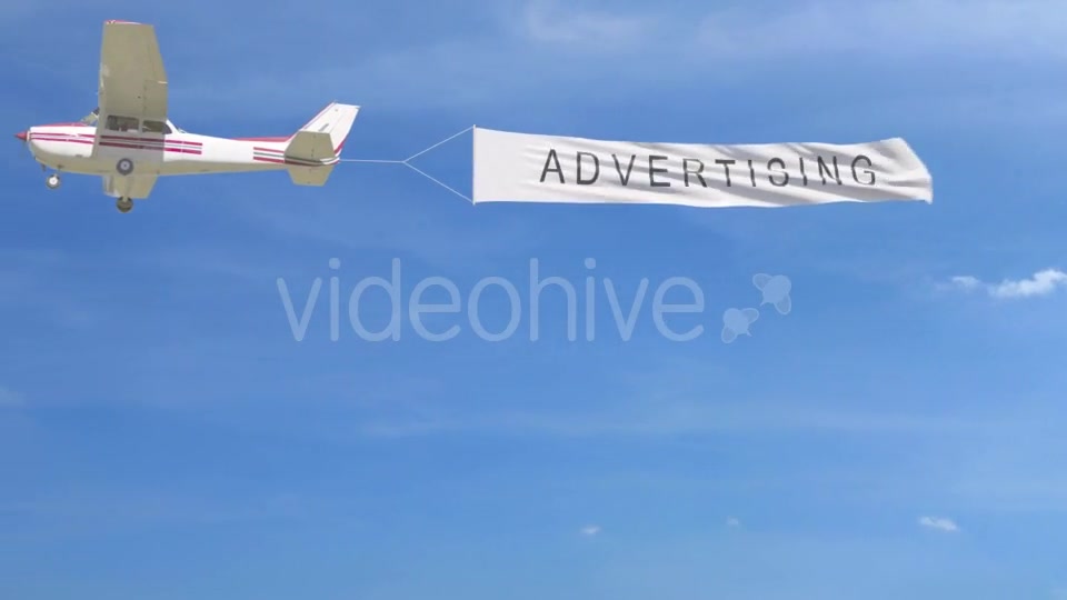 Small Propeller Airplane Towing Banner with ADVERTISING Caption in the Sky Videohive 20199418 Motion Graphics Image 5