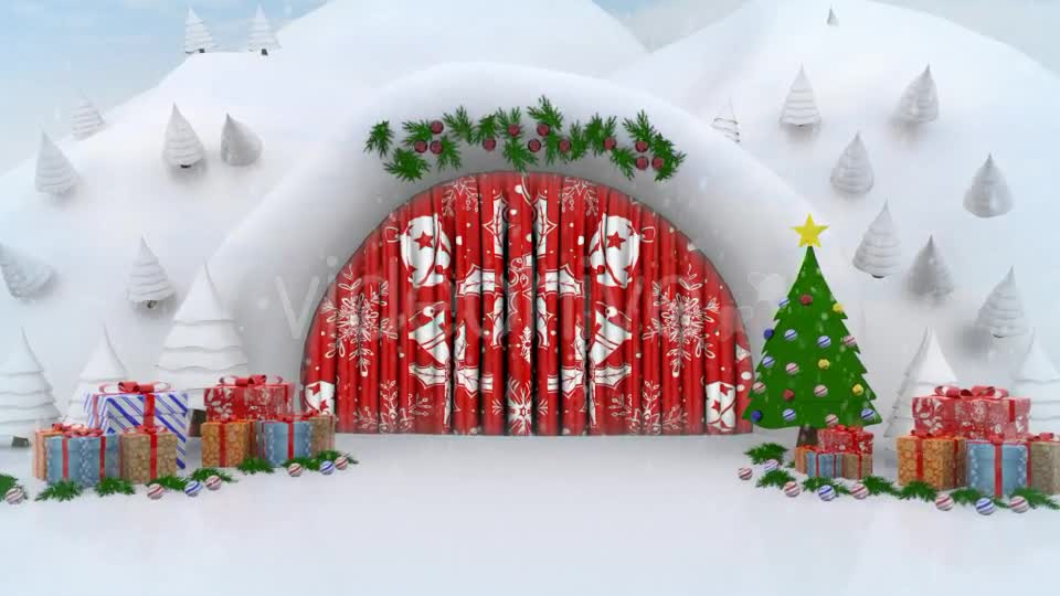 Snow Cave Christmas Curtain Open Videohive 13770034 Motion Graphics Image 1