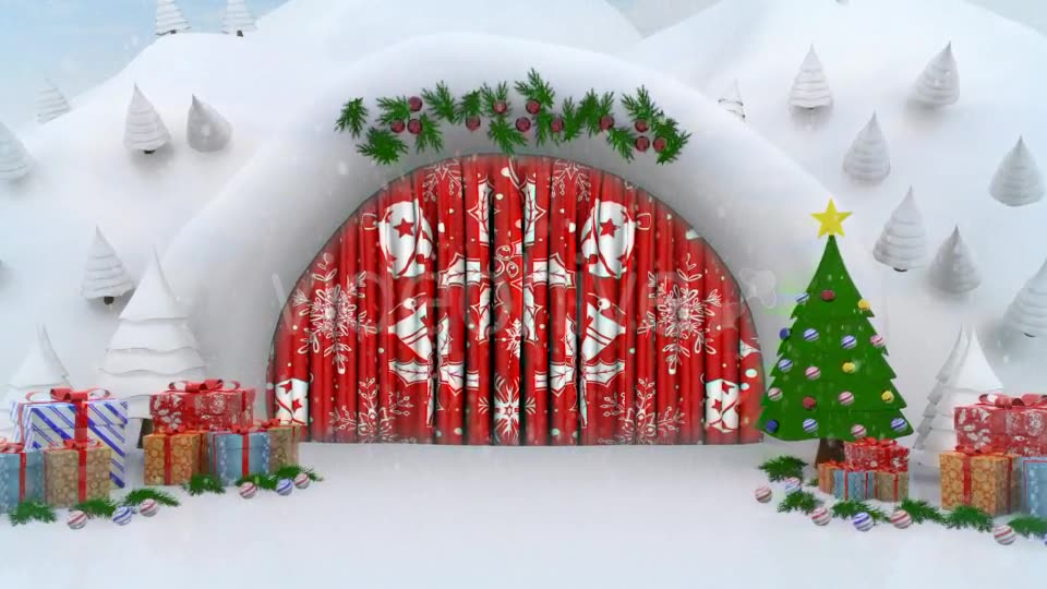Snow Cave Christmas Curtain Open Videohive 13770034 Motion Graphics Image 2