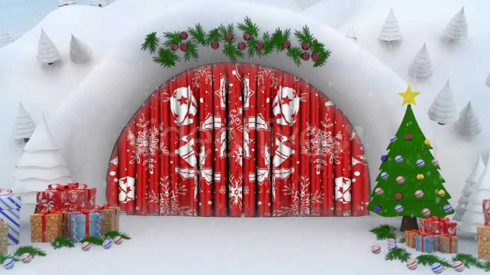Snow Cave Christmas Curtain Open Videohive 13770034 Motion Graphics Image 3