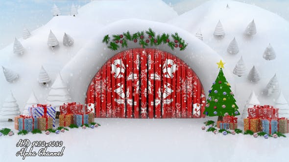 Snow Cave Christmas Curtain Open - Videohive 13770034 Download