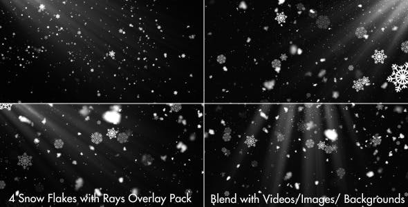 Snow Flakes Rays Overlays Pack - Download 9600303 Videohive