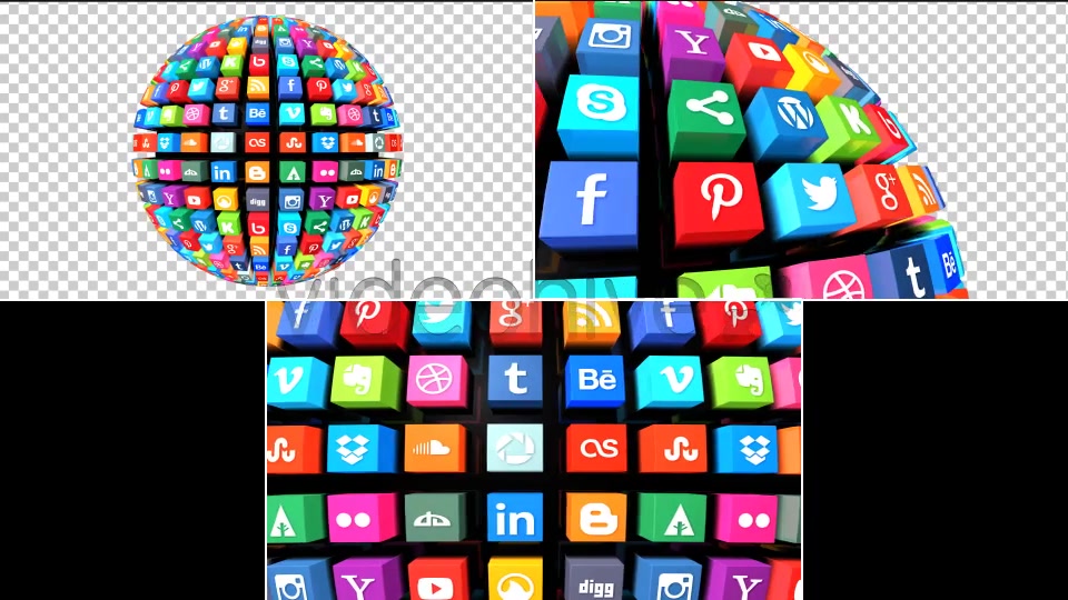 Social Media Globe Pack Looped (Pack of 3) Videohive 7681815 Motion Graphics Image 13