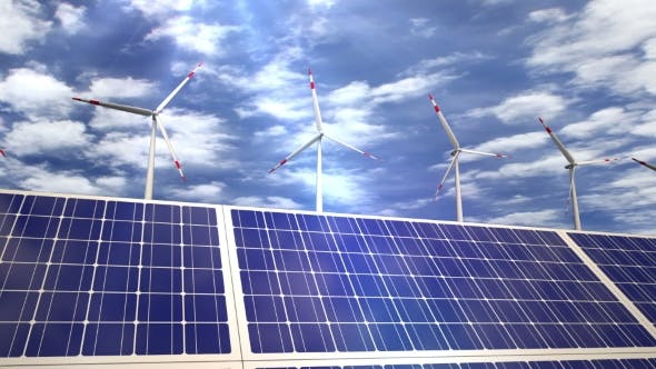 Solar Panels and Wind Turbines Passing By - Download 20031696 Videohive