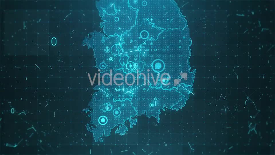 South Korea Map Background Cities Connections HD Videohive 18446781 Motion Graphics Image 1