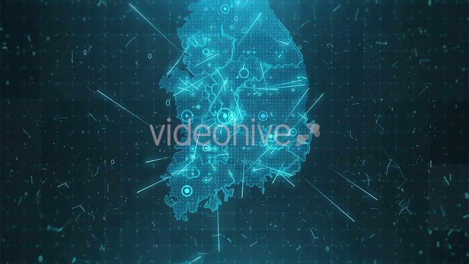South Korea Map Background Cities Connections HD Videohive 18446781 Motion Graphics Image 2