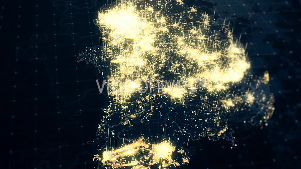 South Korea Map Night Lighting Close View 4K Videohive 19497484 Motion Graphics Image 7